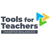 Tools for teachers smarter balanced logo with a blue, green and yellow arrow