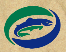 Tillamook Estuaries Partnership logo featuring a salmon in blue and green with a circle around it also in blue and green