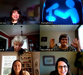 Six people on a zoom call