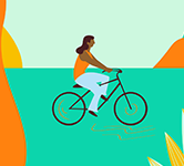 illustration of woman riding a bike