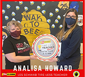 Analisa Howard receives tire-less teacher award