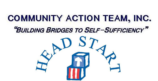 illustration of two blocks with red lines and an arrow pointing up with text that says community action team head start