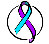 Suicide awareness purple and teal ribbon