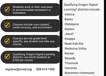 Checkboxes about what is available through Oregon Virtual Education