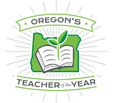 illustration of a seed growing out of a book that says oregon's teacher of the year