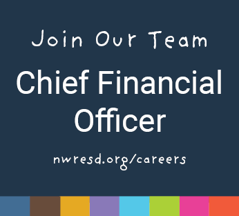 navy background with a rainbow bar at the bottom that says join our team as a chief financial officer