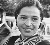 Black and white photograph of Rosa Parks