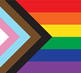 pride flag with rainbow colors and trans colors with brown and black to represent people of color