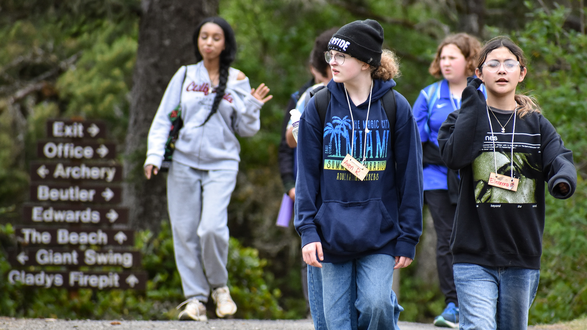 students walking on a path at outdoor school