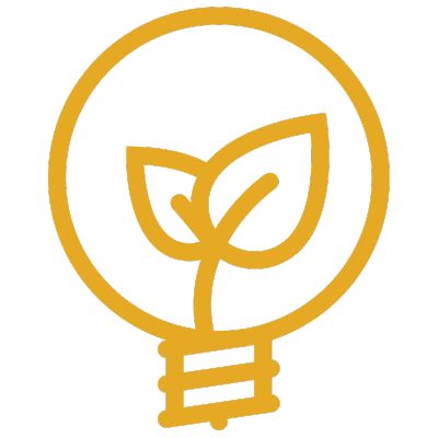 Icon of light bulb shining with a plant growing in it