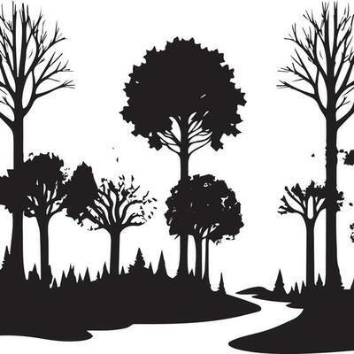 silhouette of forest trees