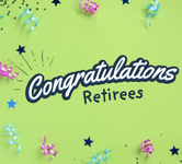 green background with text that says congratulations retirees