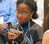 khloe speaks during a story circle