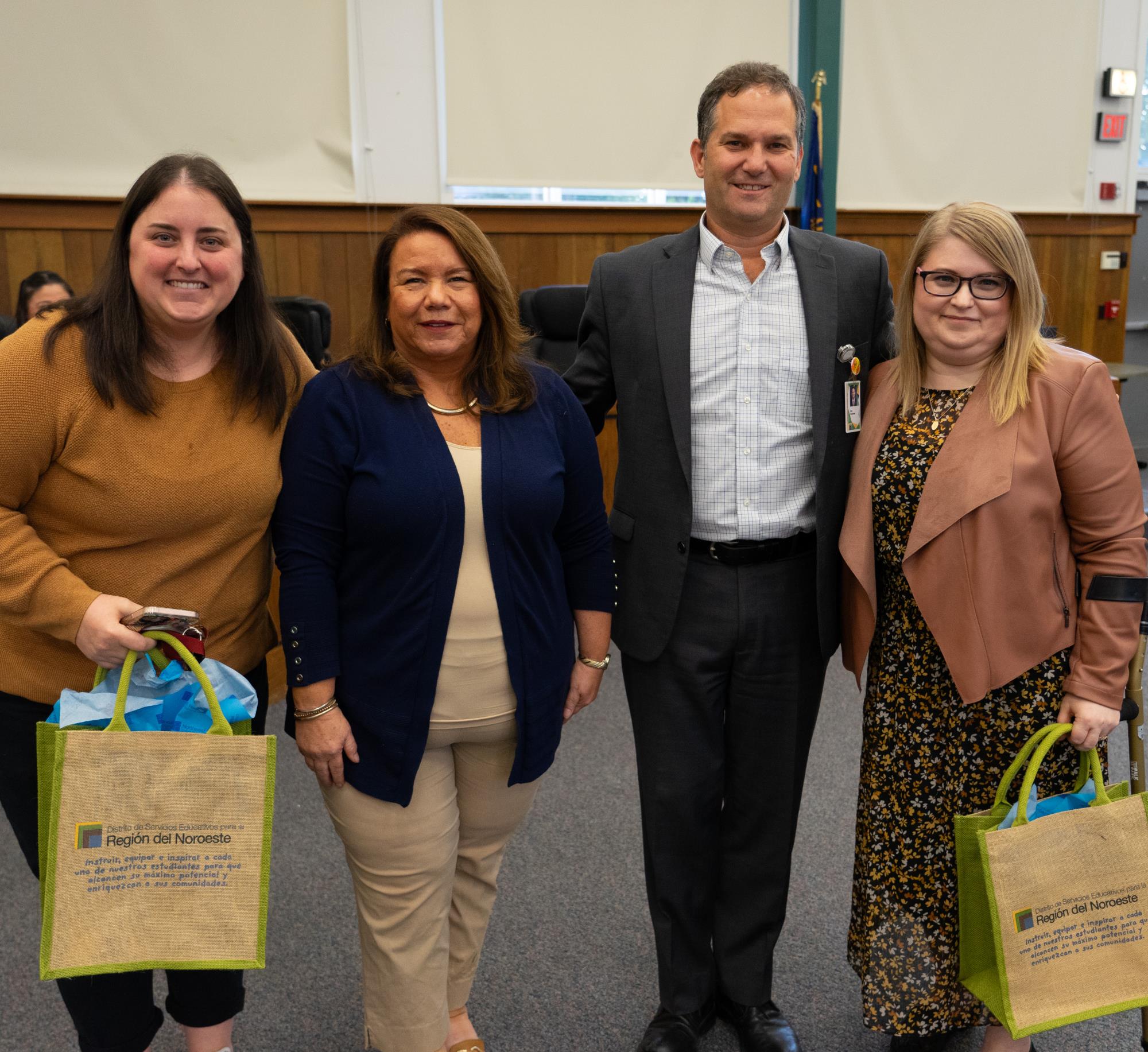 Teacher Annie Palumbo, Chair Becky Tymchuk, Superintendent Dan Goldman, Counselor Catherine Davis