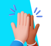 illustration of a person of color and a white person high five each other