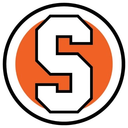 A big letter S with orange in the background