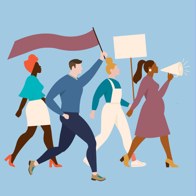 Illustration of a group of protesters